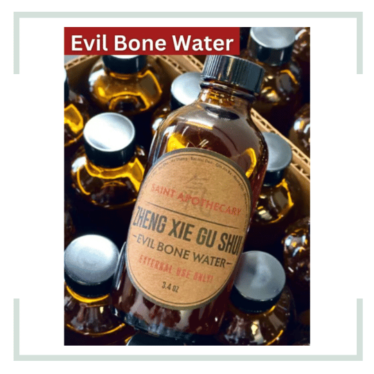 photo of a bottle of evil bone water
